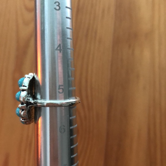 Turquoise + Silver Boho Flower Statement Ring - Picture 3 of 7